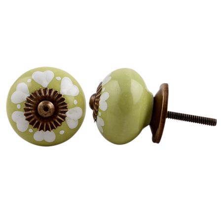 Lime Heart Ceramic Knob